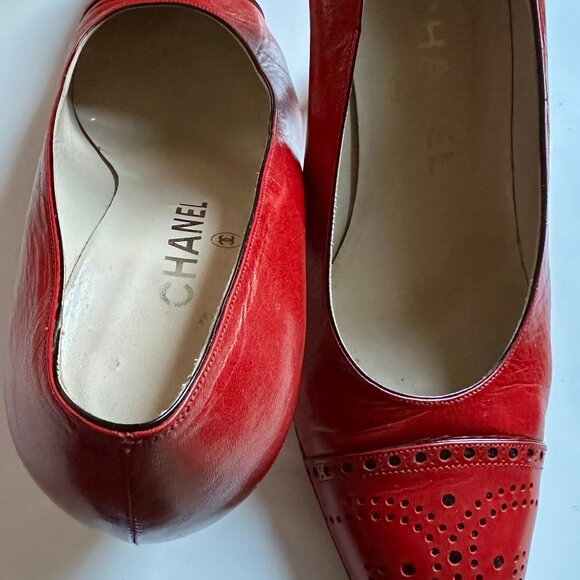 Chanel Leather Red Shoes US Size 6.5 (37.5) - Picture 6 of 13